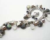 Sterling Silver Gemstone Charm Bracelet, Initial Bracelet, Personalized Jewelry, "Lilly"