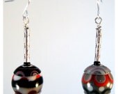 Rivetting Black White Grey Superman Red Earrings