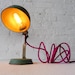 Vintage Industrial Green Lamp or Sconce w/ Light Wine Color Cord