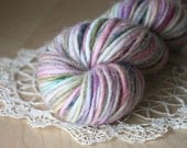 Hand Dyed Yarn / Rose Lavender Blue Moss Mohair Wool / Bulky Weight