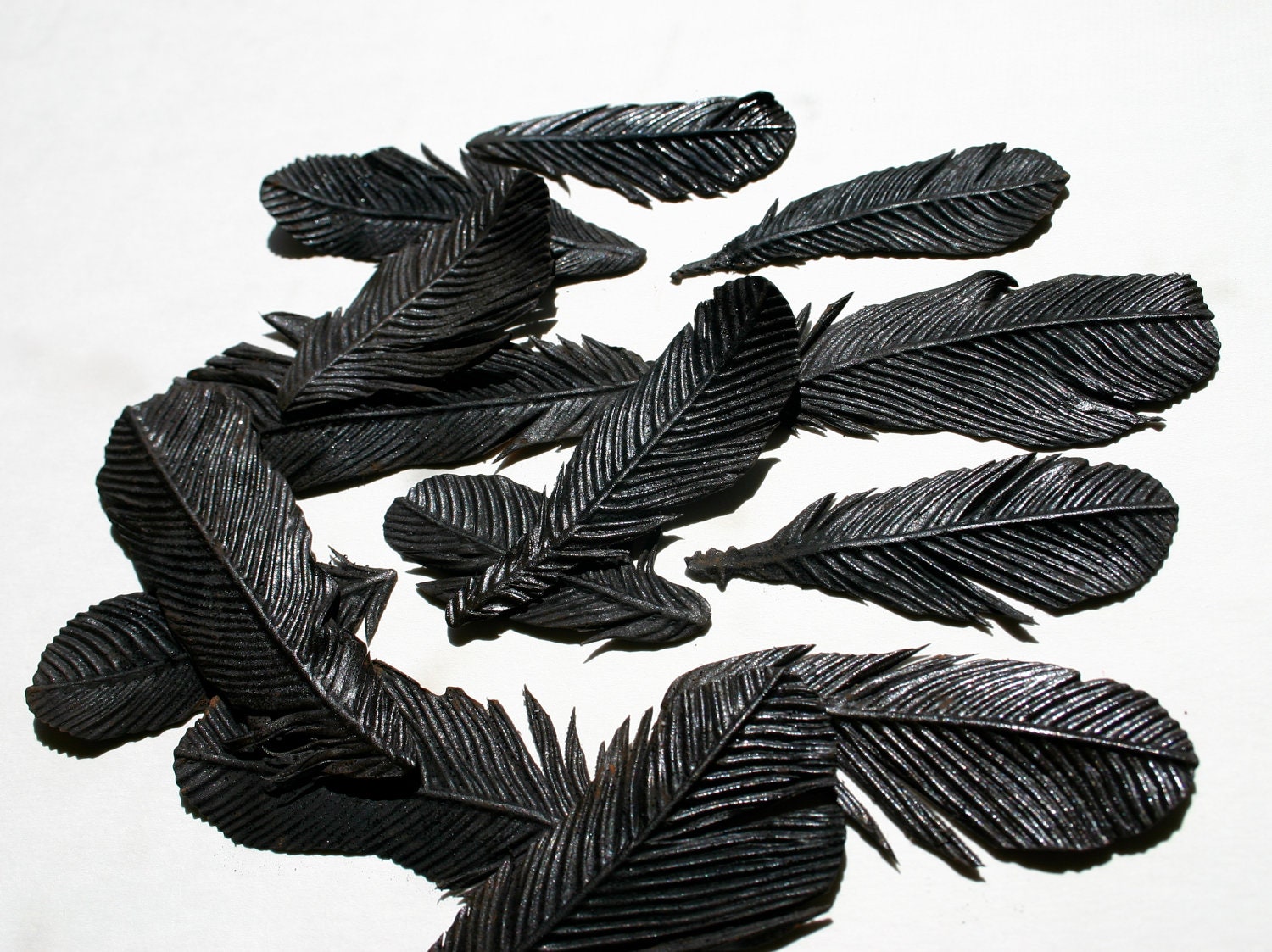 Edible Black Bird Feathers -Chocolate Flavor -12 -Confection Embellishment -Bride's Magazine Winter 2013