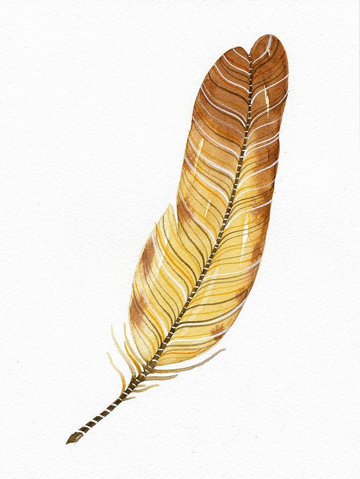 Original Watercolor Painting - Feather No.12 -  Art by Lorisworld - lorisworld