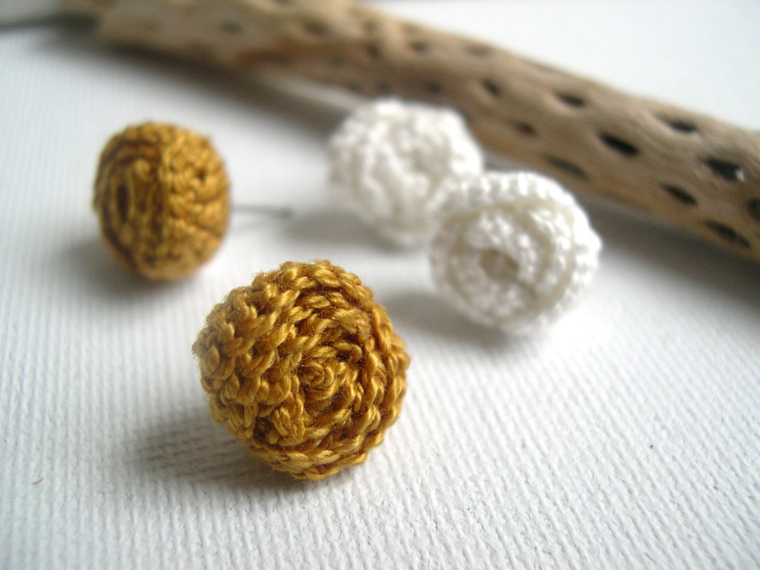 Elegant mustard Rose Earrings - Spring Fashion 2013 - Nature Lovers - Little Rose Earrings - Crocheted Miniature Roses