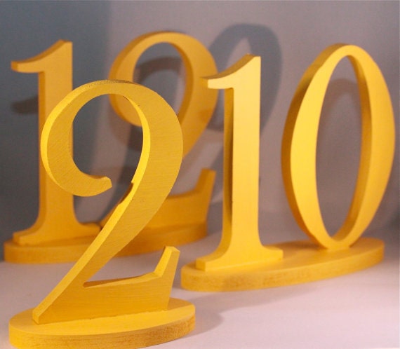 Colorful Wedding Table Numbers - Wedding Reception Sunflower Yellow