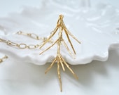 Tree Branch Necklace Pendant 14k Gold plate Pine tree branch, perfect for winter