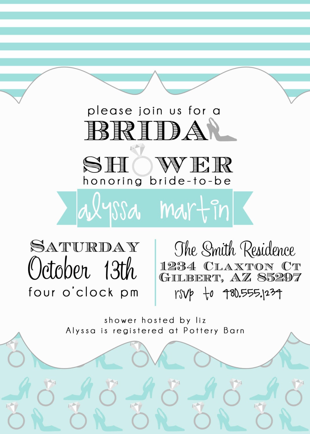 PARTY PRINTABLE - Diamond Ring/Stiletto High Heel Bridal Shower Invitation - Petite Party Studio Il_570xn