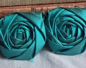 Fabric Flower Rosettes Silk Flowers Teal Flower Turquoise Flower Tiffany Blue Flower