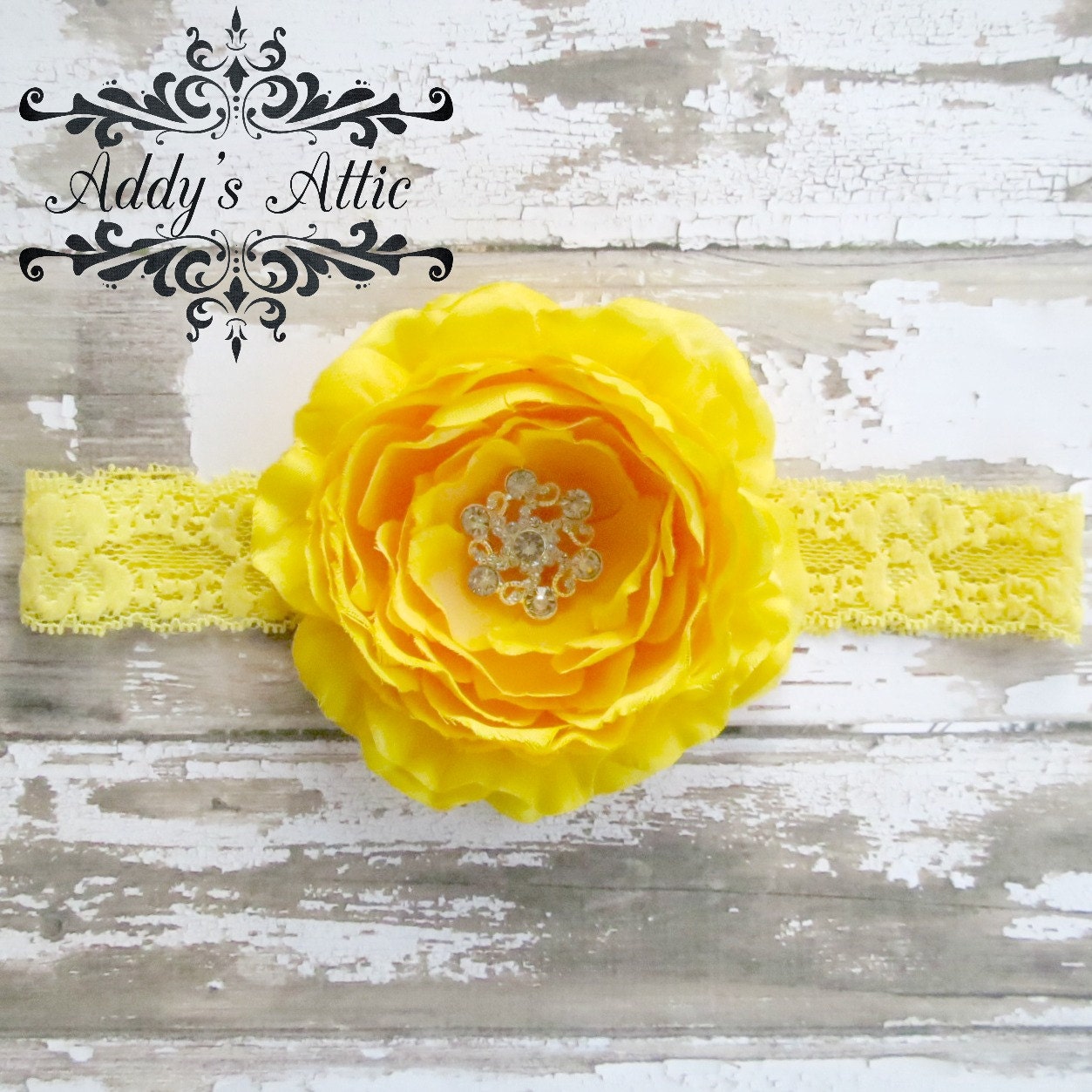 Baby Headband..Yellow Headband..Newborn Headband..Flower Headband..Photo Prop..Toddler Headband