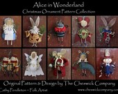 Alice in Wonderland Ornaments PATTERN PACKET for all 10 ornaments by cheswickcompany