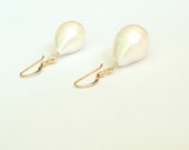 Large Single Pearl  Drop Earrings - CorkyWhites