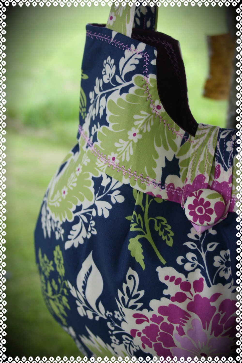 Made to Order -- Juliet bag in Michael Miller's Secret Garden Party Dress Midnight