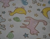 Baby Boy or Girl Pastel Quilt Fabric by Anna Griffin's Lulu Collection with Cats, Ducks, Stars, and Dogs, Windham Fabrics