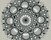 Large Print of Grey Lens Flare Mandala - Archival Reproduction of an Original, Hand-painted Mandala - Geometric Modern Abstract Art