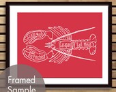 Lobster Butcher Chart -11x14 Print (featured in Cardinal Red) (Buy 3 and get One Free)