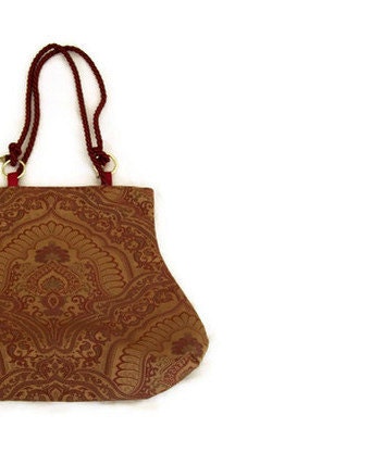 Elegant Burgundy Wine and Gold Purse Handbag