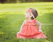 Grace- in Peach Shabby Flower Headbands  - Newborn To Adult