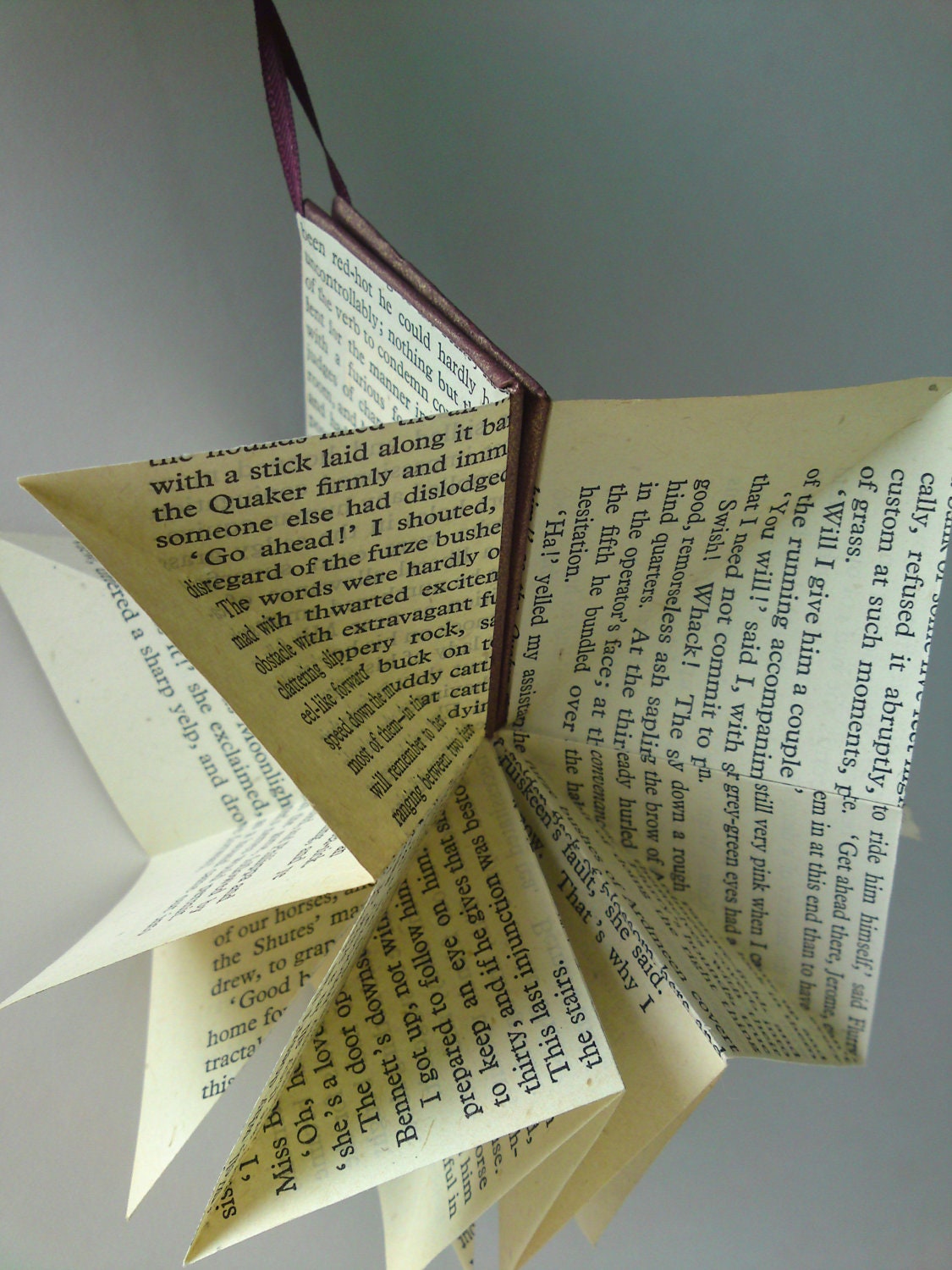Japanese star books - vintage book pages - wedding/party decorations, favours, gifts set of 5