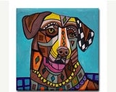 SALE ENDING - Chesapeake Bay Retriever Dog Art Tile dog coasters - Dog Gifts - Black Red Yellow Ceramic Tile - Dog-Modern Abstract Print on