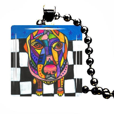 Jewelry Dog - Yellow Lab  Pendant and Necklace Labrador Retriever Charm Necklace Dog Tag Jewelry Silver Glass Christmas Gift abstract