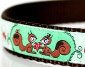 Squirrel Friends Dog Collar  / Adjustable Woodland ribbon collar