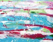 Large Poster Print in Pink and Blue tones. 30 X 20"