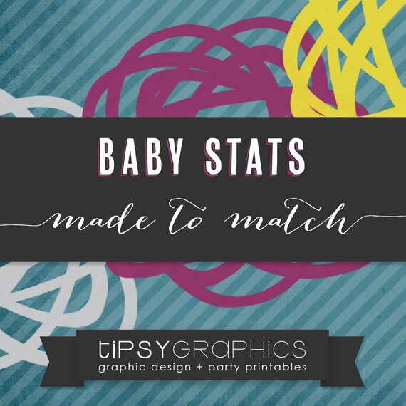 Baby Stats. Predictions for Baby. Printable ADD ON. Made to Match any Tipsy Graphics Design Il_570xn
