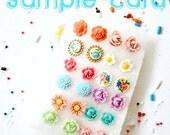 Earring Sample SET of 12 Rosy Flower Posts