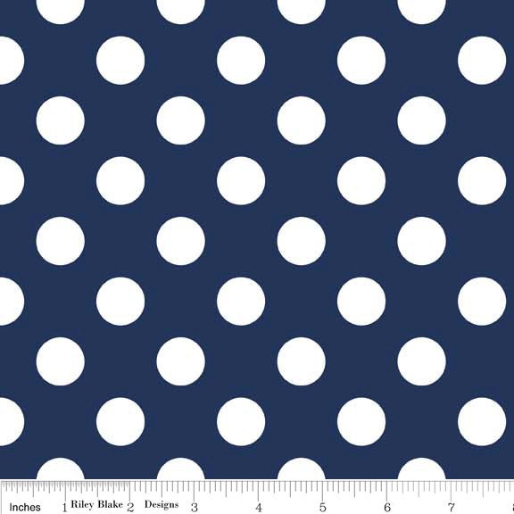 Riley Blake Medium Dots fabric in Navy, C360-21 -- 1 yard, in stock