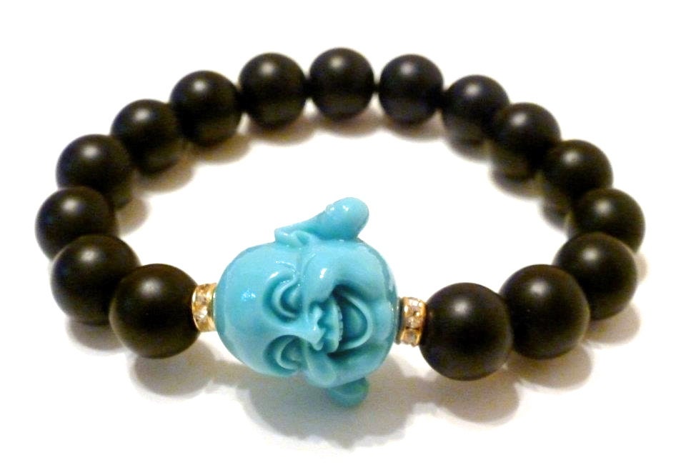 Happy Buddha Onyx Bracelet (Turquoise)