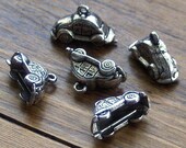 Car Charms: 5 Antique Silver Beetle Car Charms