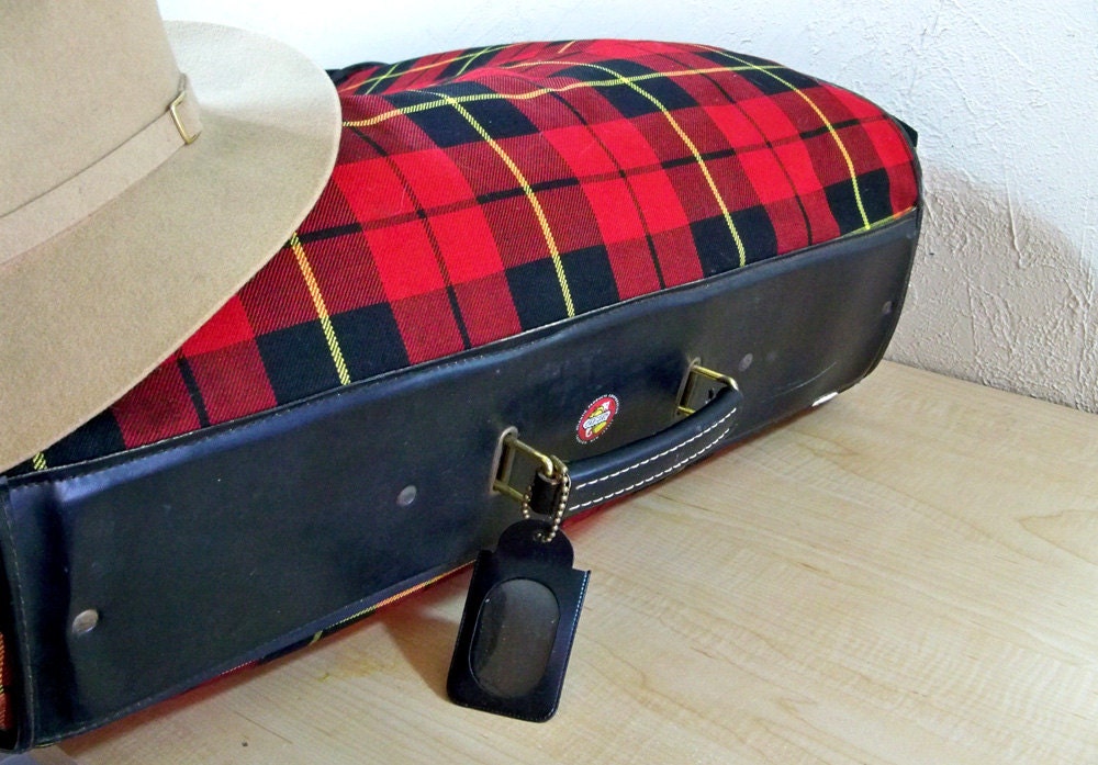 Mid-Century Car Sac Tartan Plaid Garment Suitbag -