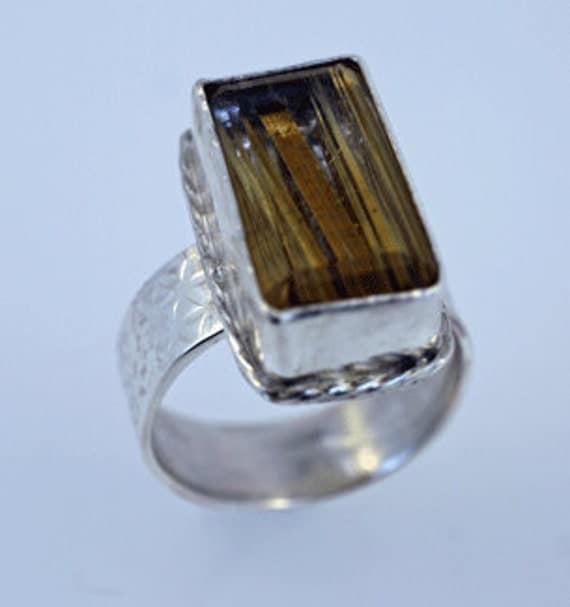 Rutile Quartz Ring in Sterling Silver, Size 8