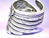 925 Detailed Angel Wing ring -  feather ring, solid Sterling Silver ring jewelry, for men and women 102312