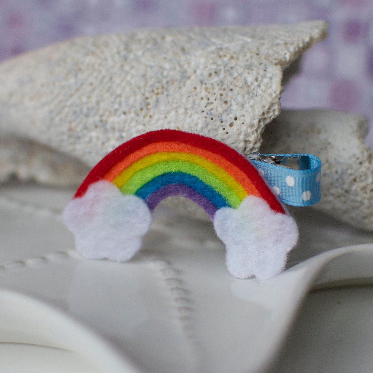 Cute Rainbow Fun Felt Hair Clip- Noahs Ark Bow