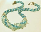 Crochet Necklace, Statement Necklace, Beaded Rope Necklace, Beaded Crochet Necklace, Spiral Beaded Necklace