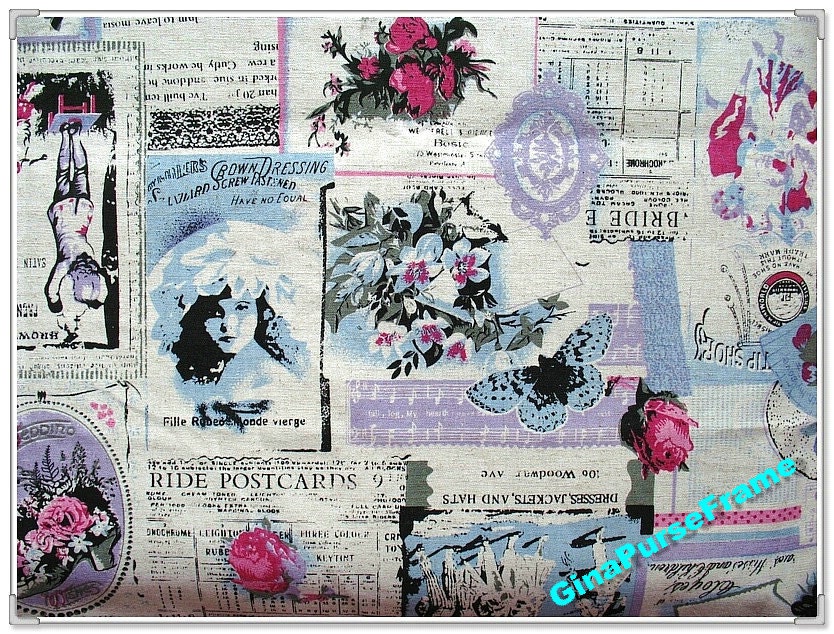 1yard--Linen Cotton Blended Fabric - Vintage photos