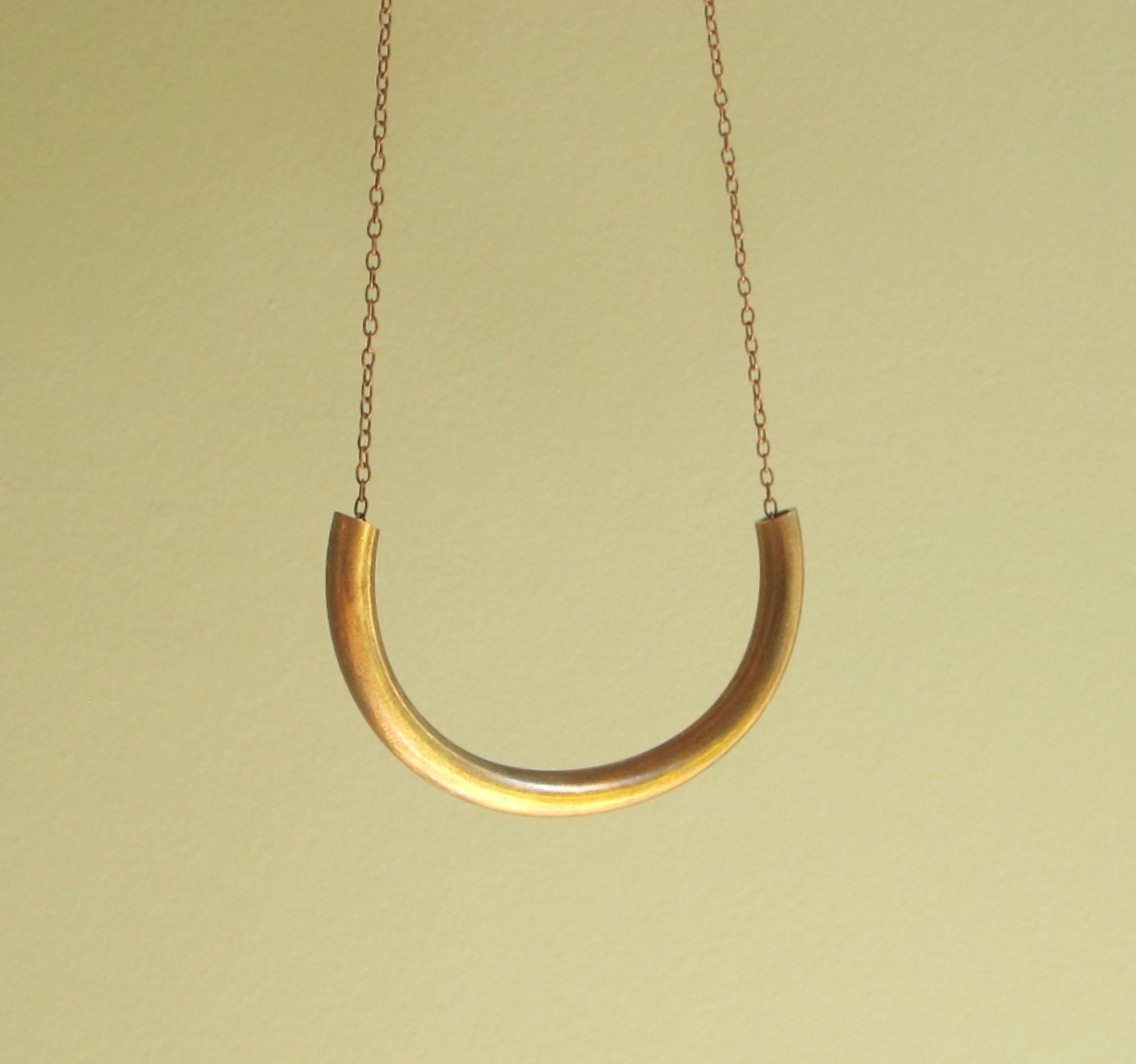 Vintage brass - cylinder tube necklace