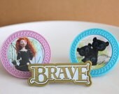 12 Brave Cupcake Topper Rings featuring Merida and Cubs