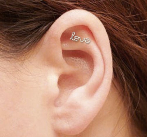 MINI Love Cartilage Earring, Sterling Silver or Gold Filled