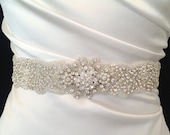 Crystal and Lux Satin Bridal Sash "The Madeline Luxe"