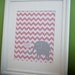 8x10 nursery print: pink chevron and grey elephant with heart