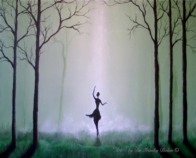 The Spirit Dances - 19x13 Fine Paper Large Print of Original Painting by Award-Winning Fae Factory Steampunk Chic Eco Artist Dr Franky Dolan