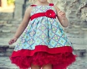 GIRLS BOUTIQUE DRESS with adjustable straps and interchangeable flower bow includes the pettiskirt