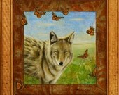 Wildlife Art Print - Coyote Art - Fine Art Print - Original Art - 16 x 20 Matted Art Print