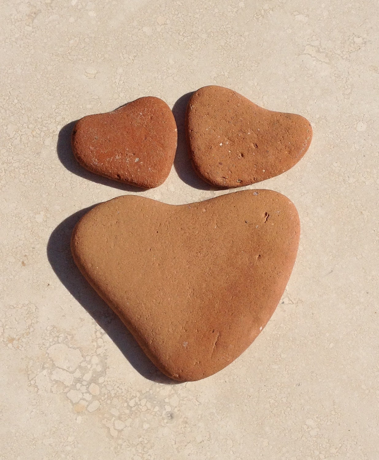 Three Beach Terracotta Pottery Hearts