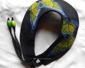 Green Butterflies Collar necklace, One of a Kind Tribal Necklace, Colorful African print, handmade statement piece
