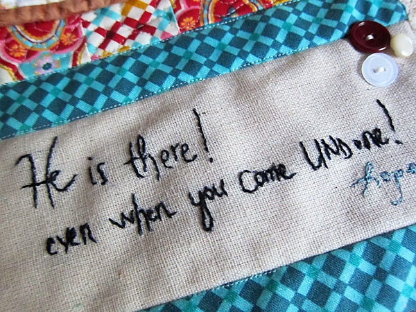 He is There Inspirational Embroidered Mini Art Quilt - Messages - FREE shipping