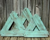 Set Of 3 Up Cycled Weathered Wood Frames, Rustic Wall Decor, Primitive Country Mantle Shelf Sitters