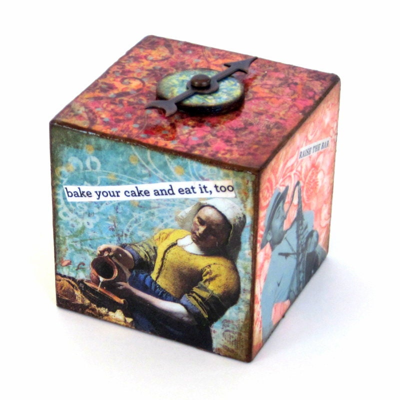 Teachers Gift Desk Accessory  Decoupaged Word Block Humorous Desk Office Toy Inspriational Day Planner