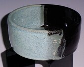 Wheel Thrown Dog or Whatever Bowl in Variegated Green and Black